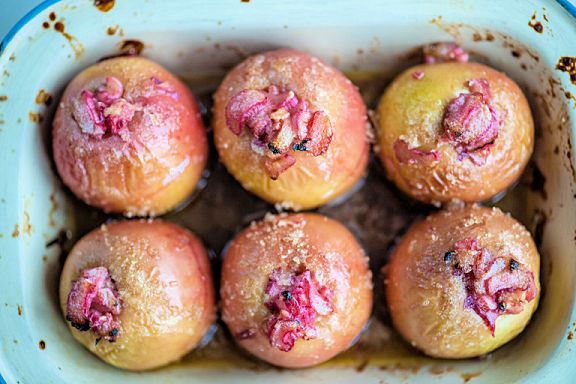 Baked Apples and Rhubarb